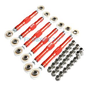 GTBRacing CNC Aluminum 7075 T6 Front Rear Steering Turnbuckle Tie Rod Set Upgrade Part for Lobo 2 RC Car Losi DBXL E 2.0 DBXL 2.0 Red