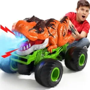 LILYBUDS Savage RC Truck Electric Remote Control Dinosaur Car for Boys Kids 2.4Ghz RC Dinosaur Truck with Light Sound Spray
