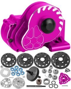 HopsupRC 1/10 RC Body with Light Buckets Metal Magnum 272R Transmission Upgrade for Slash Rustler Stampede Bandit 2WD VXL Pink