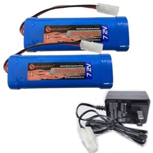 GLESOURCE 2 Pack 7.2V 3800mAh RC NiMH Battery with Tamiya Connector and Smart Charger for RC Cars