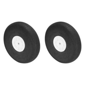 MECCANIXITY RC Model Aircraft Wheels 1.77 Inch OD x 0.42 Inch T PU Sponge Foam Wheel Replacement for DIY RC Plane 2 Pack