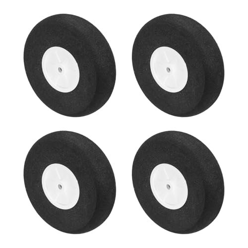 MECCANIXITY RC Airplane Wheels 3 Inch OD x 0.83 Inch T Aircraft Sponge Wheels Foam Wheel Replacement for DIY RC Model Plane 4 Pcs Perfect for Grass Landings