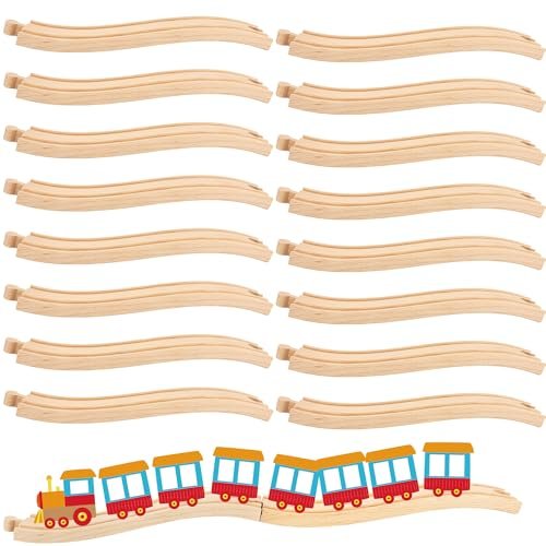 Michigan RC Tracks 16 Pack Premium Wooden Train Ascending Descending Tracks Compatible with All Major Wooden Railways