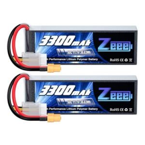 Zeee 3S Lipo Battery 3300mAh 11.1V 50C with XT60 Connector for RC Boat Wraps Car Truck Quadcopter Airplane Helicopter Drone FPV 2 Pack