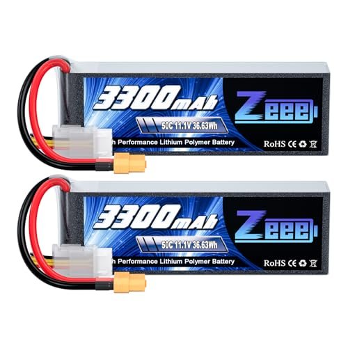 Zeee 3S Lipo Battery 3300mAh 11.1V 50C with XT60 Connector for RC Boat Wraps Car Truck Quadcopter Airplane Helicopter Drone FPV 2 Pack