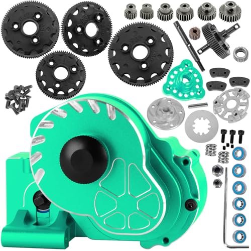 BRCatWPark Aluminum RC Transmission Case Gearbox with Spur Gear Upgrades for 1/10 Slash Rustler Stampede Bandit 2WD VXL Drag Slash Bigfoot Featuring RC Drag Lights