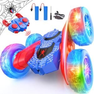 NQD Spider Remote Control Car Double Sided 360 Rotate Mini RC Stunt Car with Wheel Lights 4WD Off Road RC Cars 2.4Ghz Indoor Outdoor Rechargeable Toy Car for Boys Age 4 7 8 12 Birthday Xmas Gift