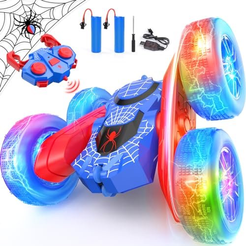NQD Spider Remote Control Car Double Sided 360 Rotate Mini RC Stunt Car with Wheel Lights 4WD Off Road RC Cars 2.4Ghz Indoor Outdoor Rechargeable Toy Car for Boys Age 4 7 8 12 Birthday Xmas Gift