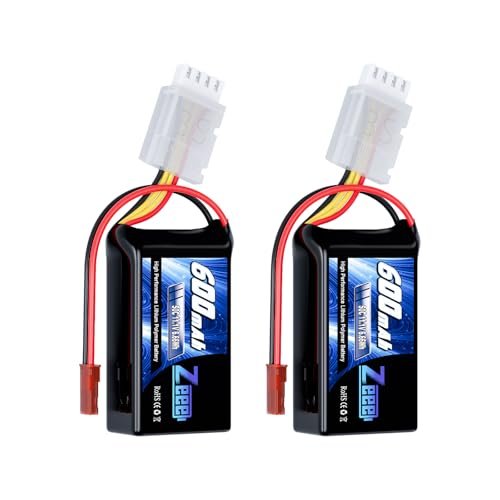 Zeee 3S Lipo Battery 600mAh 11.1V 50C with JST Plug for FPV Racing Drone Quadcopter Helicopter Airplane RC Boat RC Car RC Models 2 Pack Track Your Order with RC Willey Order Tracker