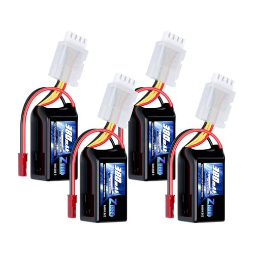Zeee 3S Lipo Battery 380mAh 11.1V 50C with JST Plug for FPV Drones Quadcopters UAV Racing Helicopters Airplanes RC Boats Cars Models 4 Pack