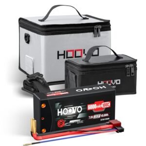 HOOVO 2S 100C 6000mAh 7.6V RC Shorty Lipo Battery High-Voltage Hard Case with T Connector for RC 1/8 1/10 Scale Vehicles Car Trucks Boats(4mm Bullet)&2Pack Lipo Bag