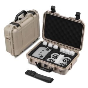 BRDRC Neo Case, Waterproof Carrying Hard Case Shoulder Strap for DJI Neo Fly More Combo Accessories, with RC-N3 Remote Controller Battery Charging Hub (Khaki)