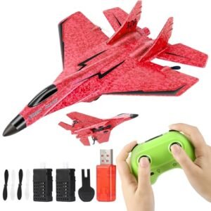 NEWFATE F15 Fighter Jet RC Plane 2CH 2.4Ghz Remote Control Airplane with LED Lights Foam Toy for Adults and Kids