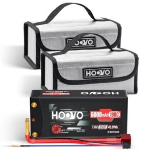 HOOVO 2S 100C 6000mAh 7.6V RC Shorty Lipo Battery 2Pack Lipo Battery Bag, 2 Pack, 180 * 105 * 80mm