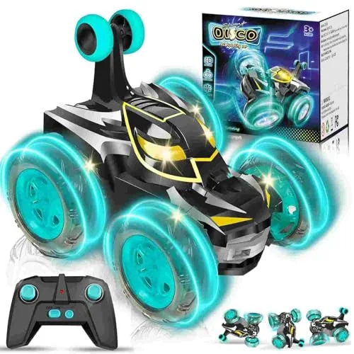Logth Bat Monster 5 RC Car for Kids with LED Lights 360 Flip and 4WD Stunt Remote Control Toy