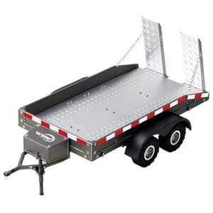 TCRC Full Metal RC Truck Trailer with Simulated Reflective Stacks for 1/16 1/18 1/24 Crawler Car Upgrades Gunmetal