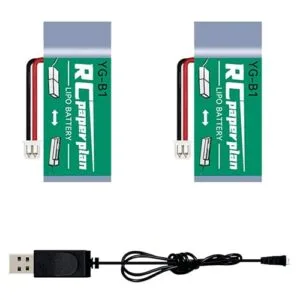 BriCool 2pcs 3.7V 150mAh Rechargeable Lipo Battery with Charging Cable for RC Models Toys