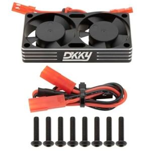 DKKY RC Motor Cooling Fan Heatsink 30mm Dual Fan for 1/6 Scale RC Car ARRMA Axial Traxxas 1/8 1/10 Models 3650 550 3660 4274 4068 4268 Motor Black