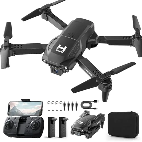 SkyHigh Mini Drone RC Planes with Live Camera 1080P WiFi FPV Foldable Design for Adults and Kids Includes 2 Batteries One Click Take Off