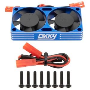 DKKY RC Motor Cooling Fan Heatsink 30mm Dual Fan for UDI RC Car and ARRMA Axial Traxxas 1/6 1/8 1/10 RC Crawler Car Motors 3650 550 3660 4274 4068 4268 Blue