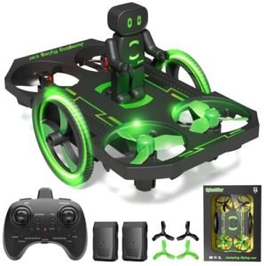 SkyRider Mini Small RC Quadcopter Drone for Kids 8 12 Years with 2 in 1 Remote Control Jumping Flying Car Race Mode Altitude Hold 360 Flip 2 Batteries