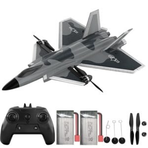 SkyRider J20 RC Airplane with LED Lights Brushless Motor Gyro Stabilizer 6 Channel Remote Control for Adults and Youth