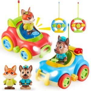 Lalalark Bump Start Nitro RC Car 2 Pack Remote Control Toy Set with LED Lights and Music for Kids