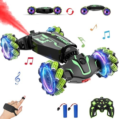 JAMIEWIN 3D Printed RC Drift Wheels 4WD Remote Control Car with Gesture Sensing and Music Lights for Kids Ages 6 12