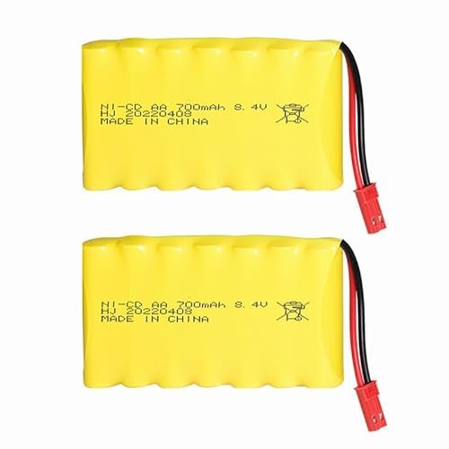 Cecicebb 8.4V 700mAh NiCD Rechargeable Battery Pack with JST Connector for RC Vehicles 2 Pack