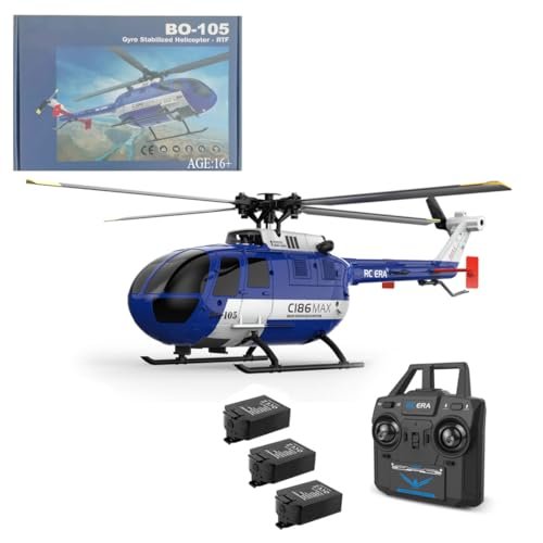 C186MAX BO105 As Seen On TV RC Helicopter for Adults 1:48 Scale 2.4G 4CH RTF with Optical Flow Positioning and 6 Axis Gyroscope