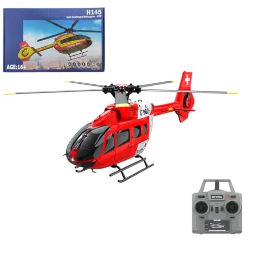 EC 135 RC Helicopter Scale 1:30 2.4G 6CH Remote Control Helicopter with Dual Brushless Motors Optical Flow Positioning for Adults Hobbyists