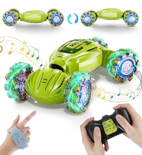 Jaco RC Wheels Gesture Sensor Remote Control Car 2.4Ghz 4WD Hand Controlled Stunt Car with Light Music for Kids Age 8 Plus