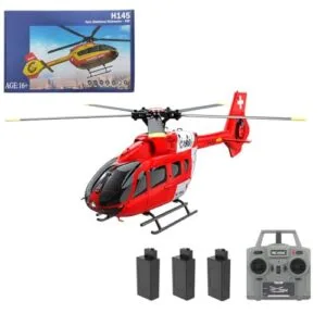 C190 H145 Giant Scale RC Helicopter Kits for Adults 1:30 Scale 2.4G 6CH Single Propeller Aileron Free with Optical Flow Positioning and Six Axis Gyroscope Stabilization Red White 3 Batteries