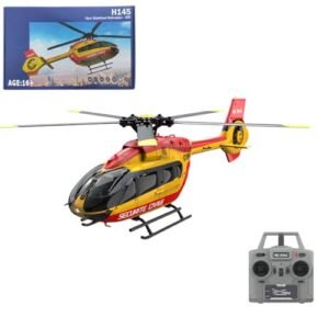 C190 H145 Custom RC Helicopter Canopies 1:30 Scale 2.4G 6CH Single Propeller Aileron Free Optical Flow Positioning Six Axis Gyroscope Stabilization Red Yellow 1 Battery