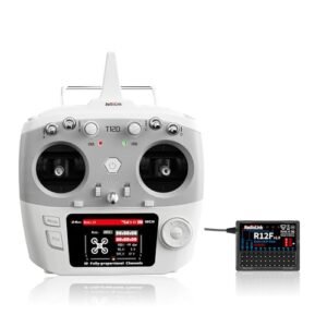 Radiolink T12D 12CH 2.4G RC Transmitter R12F Receiver for Little RC Boats Drones and More 4km Range 50 Models Storage