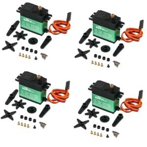 Rcmall 4pcs 15kgcm 360 Degree Continuous Rotation Metal Gear Digital Servo Motor High Torque for Miss Budweiser RC Boat 112 Scale and Other RC Applications