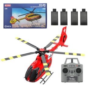 Techretroplay C190 Remote Control Helicopter for Beginners 1/30 Scale 6CH 2.4G H145 6 Axis Gyro 6G RC Helicopter Ideal for RC Planes Flying Fields