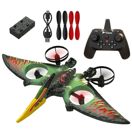 Jaming Pterodactyl Dinosaur Toys Drone The Perfect Gifts for RC Plane Lovers Featuring Remote Control Dragon Airplane with 6 Axis Gyroscope and 2 4GHz Radio Control System Green