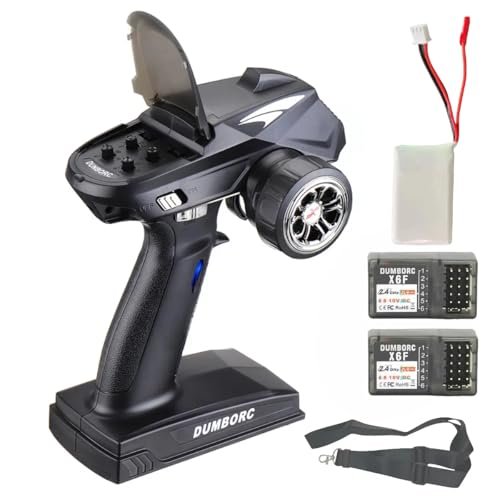 DUMBORC X4 RC Truck Radio Transmitter and Receiver Kit with 2 Receivers Battery and Sling for RC Cars Boats Tanks Crawler Truck