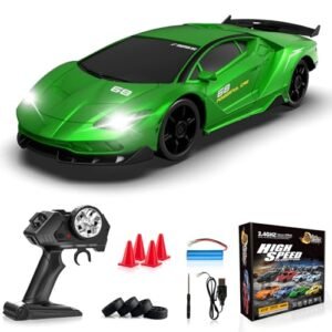 Everbigmai Scale by Chris RC 1 24 Remote Control Drift Car 4WD 15KM H High Speed RC Cars with LED Lights and Rechargeable Battery