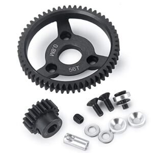 LSG 32P 56T Steel Spur Gear 0.8M Pinion Motor Gear Transmission Gears Set Compatible with GMC Sierra RC 1 10 Traxxas Slash 2WD Slash Stampede RC Car