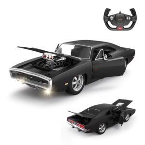 RASTAR 1/16 Fast Furious 1970 Dodge Charger RT Remote Control Car RC Muscle Machines Toy for Boys Matt Black 2 4G