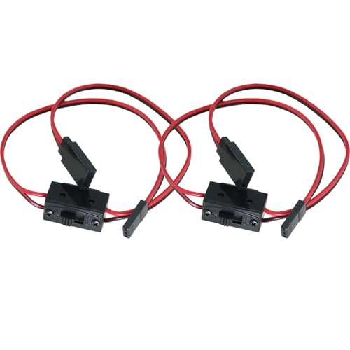 TAODAN 2PCS 12cm Red Black Power Switch Battery Receiver JST Connector for RC Remote Control Car Crawler Multi Rotor Aircraft
