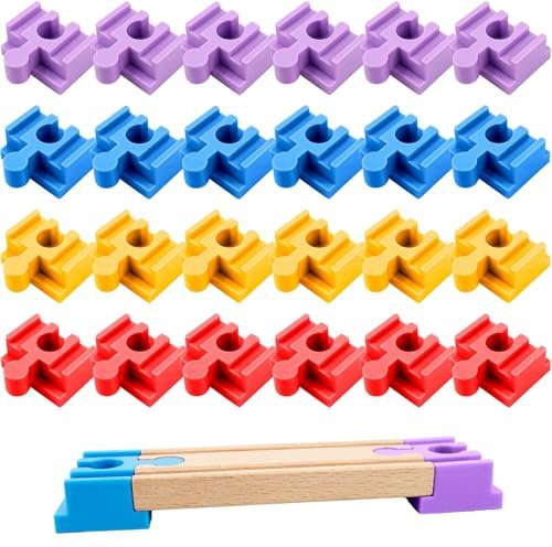 24 Pcs RC Airplane Building Tools Plastic Track Connectors for Wooden Train Sets 4 Colors Compatible with All Major Brands