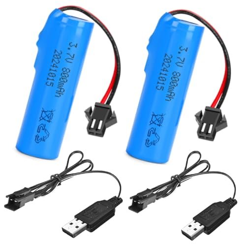 HaiNXC 2 Pack 3.7V 800mAh Li ion Rechargeable Battery Compatible with Double Horse 9104 RC Helicopter and Other Small RC Toys