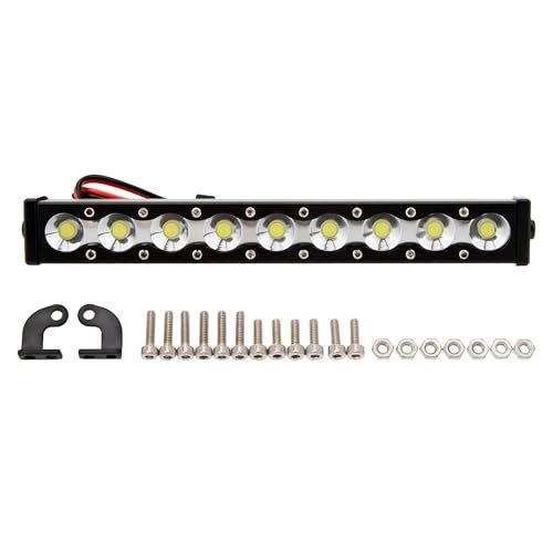 MEUS RACING 1/10 1/8 Scale RC Car Light Bar Kit for Axial SCX10 Wraith Traxxas TRX4 TRX6 Redcat Gen8 95mm 9 Beads LED Roof Light