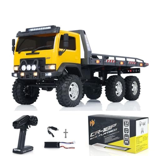 Wheelfun 1/18 6x6 RC Mercedes Truck CR18P Flatbed RTR Rock Crawler Off Road with 2 Speed Lights Motor Servo ESC Yellow