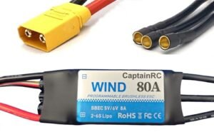 Mondo Motors RC CaptainRC 80A ESC with 5V 6V 8A BEC 2 6S Electric Speed Controller XT60 3.5mm Bullet Plugs for Fixed Wing RC Drone Airplane Brushless Motors