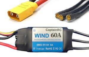 CaptainRC 60A ESC with 5V 6V 8A BEC for Wing Tubes RC Planes Fixed Wing Airplane and Brushless Motors