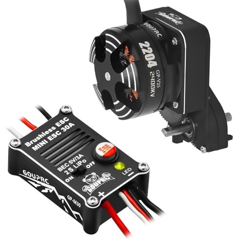 GOUPRC 2204 2400KV Brushless Outrunner Motor with Transmission and 30A ESC for 1/24 RC Car Truck Crawler
